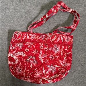 Stephanie Dawn Quilted Shoulder Bag Small Tote Red & White Florals
